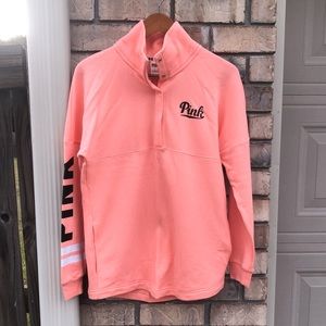 PINK HALFZIP PULLOVER SWEATER